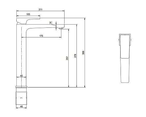 Купить Смеситель для раковины с донным клапаном Villeroy & Boch Architectura Square TVW12500200076 в магазине сантехники Santeh-Crystal.ru