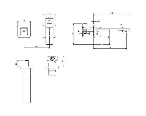 Приобрести Смеситель для раковины без донного клапана Villeroy & Boch Subway 3.0 TVW11200700061 в магазине сантехники Santeh-Crystal.ru