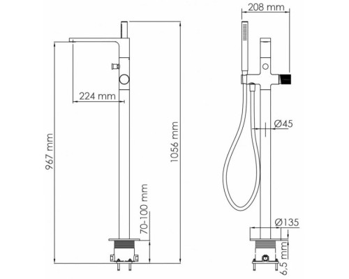 Купить Смеситель напольный для ванны WasserKRAFT Fulda 5221 в магазине сантехники Santeh-Crystal.ru