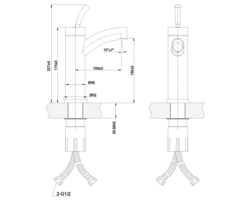 Заказать Смеситель для умывальника монолитный Lemark Element LM5106S в магазине сантехники Santeh-Crystal.ru