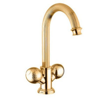 Смеситель на раковину с донным клапаном золото 24 карата, ручки металл Cezares Olimp OLIMP-LS2-03/24-M