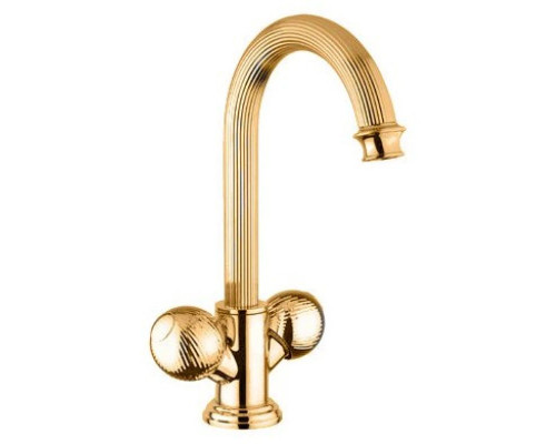 Заказать Смеситель на раковину с донным клапаном золото 24 карата, ручки металл Cezares Olimp OLIMP-LS2-03/24-M в магазине сантехники Santeh-Crystal.ru