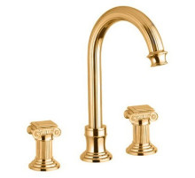 Смеситель на раковину на три отверстия золото 24 карата, ручки металл Cezares Olimp OLIMP-BLS2-A-03/24-O