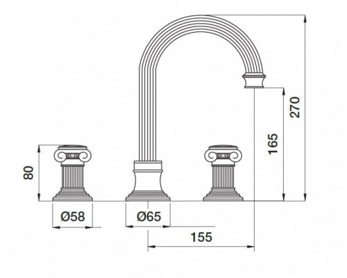 Заказать Смеситель на раковину на три отверстия бронза, ручки swarovski Cezares Olimp OLIMP-BLS2-A-02-Sw в магазине сантехники Santeh-Crystal.ru
