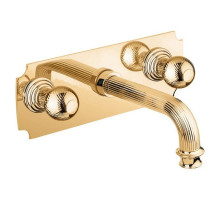 Встраиваемый смеситель на раковину золото 24 карата, ручки металл Cezares Olimp OLIMP-BLS2-03/24-M