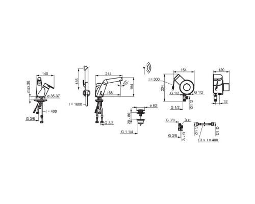 Купить Термостат для раковины с донным клапаном с гигиеническим душем Oras Signa 2216F в магазине сантехники Santeh-Crystal.ru