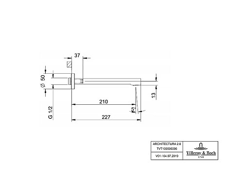 Заказать Излив для ванны 210 мм Villeroy & Boch Architectura TVT10350500061 в магазине сантехники Santeh-Crystal.ru