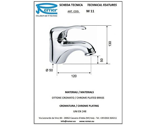 Купить Комплект смесителей Remer Musa M49 + M11 в магазине сантехники Santeh-Crystal.ru