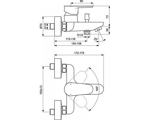 Купить Комплект смесителей Ideal Standard Cerafine O BC500XG + BC554XG + BD142XG в магазине сантехники Santeh-Crystal.ru