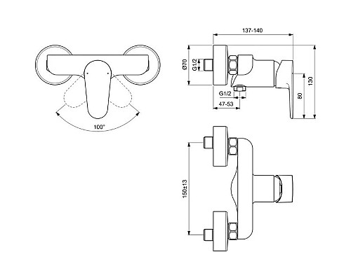 Приобрести Комплект смесителей Ideal Standard Cerafine O BC499XG + BC554XG + BD142XG в магазине сантехники Santeh-Crystal.ru