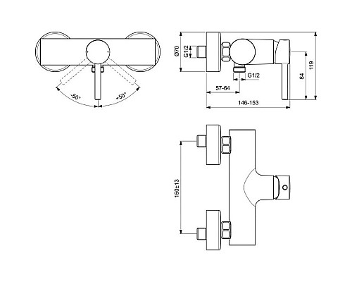 Приобрести Комплект смесителей Ideal Standard Ceraline BC200XG + BC269XG + BD142XG в магазине сантехники Santeh-Crystal.ru