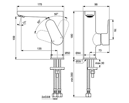 Приобрести Комплект смесителей Ideal Standard Cerafine O BC500XG + BC555XG в магазине сантехники Santeh-Crystal.ru