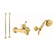 Напольный смеситель для ванны с ручным душем золото 24 карат, ручка Swarovski Cezares Vintage VINTAGE-VDPM-03/24-Sw