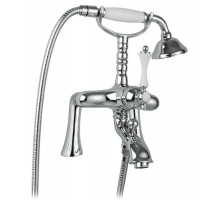 Смеситель на борт ванны с ручным душем хром, ручка белая Cezares Margot MARGOT-PBV-01-Bi