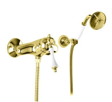 Смеситель для душа с ручным душем золото 24 карат, ручка белая Cezares Margot MARGOT-DDM-03/24-Bi