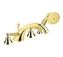 Смеситель на борт ванны золото 24 карат, ручки металл Cezares First FIRST-BVD-03/24-M