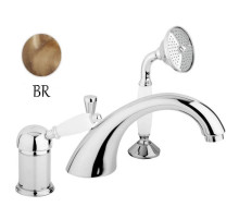 Смеситель на борт ванны бронза, ручка белая Cezares Elite ELITE-BVDM-02-Bi