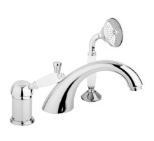 Смеситель на борт ванны хром, ручка белая Cezares Elite ELITE-BVDM-01-Bi