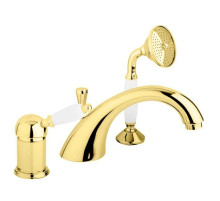 Смеситель на борт ванны золото 24 карат, ручка белая Cezares Elite ELITE-BVDM-03/24-Bi