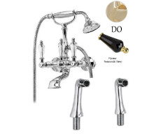 Смеситель на борт ванны с ручным душем золото 24 карат, ручки Swarovski Nero Cezares Diamond DIAMOND-PBV-03/24-Sw-N