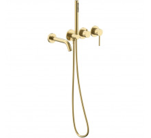 Смеситель для ванны Vincea Groove VBTW-4G1BG встраиваемый, с душевым гарнитуром, золотой матовый