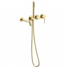 Смеситель для ванны Vincea Groove VBTW-4G1BG встраиваемый, с душевым гарнитуром, золотой матовый