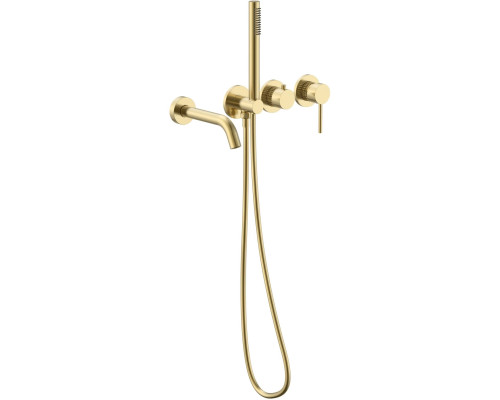 Смеситель для ванны Vincea Groove VBTW-4G1BG встраиваемый, с душевым гарнитуром, золотой матовый