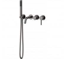 Смеситель для ванны Vincea Villa VTFW-1VL1GM встраиваемый, с душевым гарнитуром, вороненая сталь