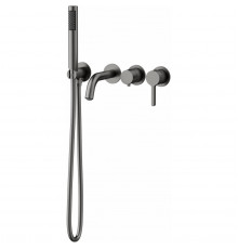 Смеситель для ванны Vincea Villa VTFW-1VL1GM встраиваемый, с душевым гарнитуром, вороненая сталь