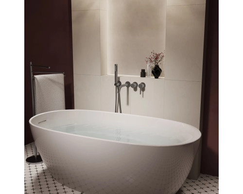 Смеситель для ванны Vincea Villa VTFW-1VL1GM встраиваемый, с душевым гарнитуром, вороненая сталь