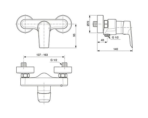 Приобрести Смеситель для душа Ideal Standard Tesi A6581AA в магазине сантехники Santeh-Crystal.ru