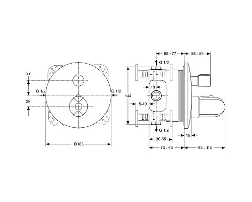 Заказать Термостат для душа Ideal Standard Ceratherm 100 NEW A4659AA в магазине сантехники Santeh-Crystal.ru