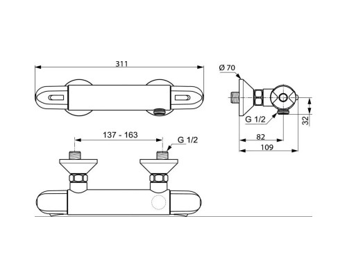 Приобрести Термостат для душа Ideal Standard Ceratherm 25 A6420AA в магазине сантехники Santeh-Crystal.ru