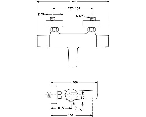 Заказать Термостат для ванны Ideal Standard Ceratherm 100 A4623AA в магазине сантехники Santeh-Crystal.ru