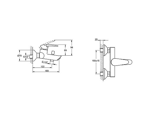 Приобрести Смеситель для ванны Vitra Dynamic S A40953EXP в магазине сантехники Santeh-Crystal.ru