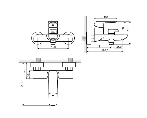 Приобрести Смеситель для ванны Excellent Clever ARAC.4105CR в магазине сантехники Santeh-Crystal.ru