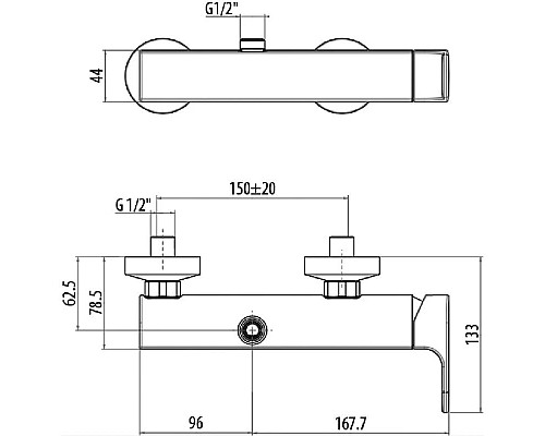 Купить Смеситель для душа Gattoni H2OMIX 1000 1027/10C0CR в магазине сантехники Santeh-Crystal.ru