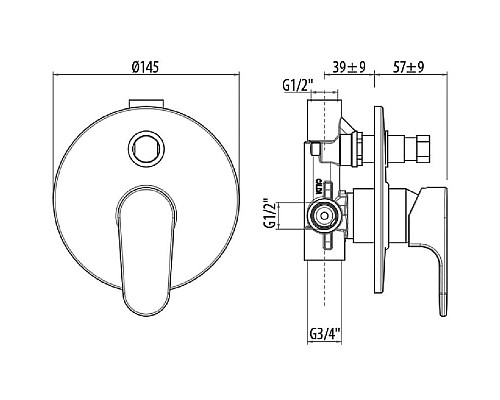 Заказать Смеситель для ванны Gattoni H2OMIX 1000 1034/10C0CR в магазине сантехники Santeh-Crystal.ru