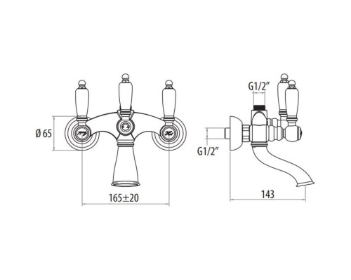Приобрести Смеситель для ванны Gattoni Vivaldi Lever 1300613COCR в магазине сантехники Santeh-Crystal.ru