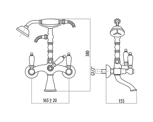 Заказать Смеситель для ванны Gattoni Vivaldi Lever 1300113CO.GRcr в магазине сантехники Santeh-Crystal.ru