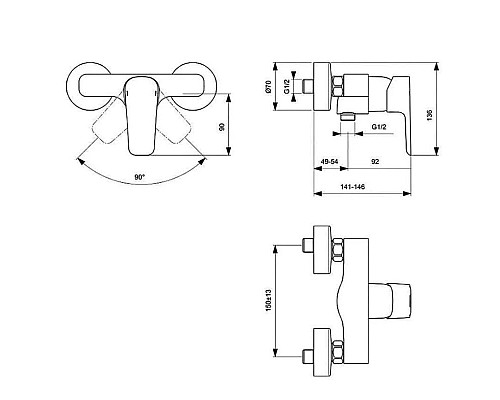 Купить Смеситель для душа Ideal Standard Ceraplan III B0716AA в магазине сантехники Santeh-Crystal.ru