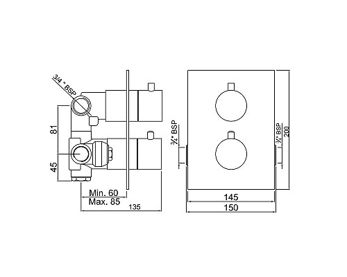 Заказать Термостат для ванны Jaquar Florentine FLR-CHR-5671HF в магазине сантехники Santeh-Crystal.ru