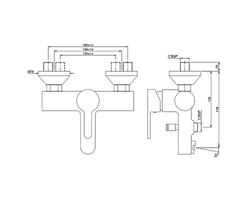 Заказать Cмеситель для ванны Jaquar Fusion FUS-CHR-29119 в магазине сантехники Santeh-Crystal.ru