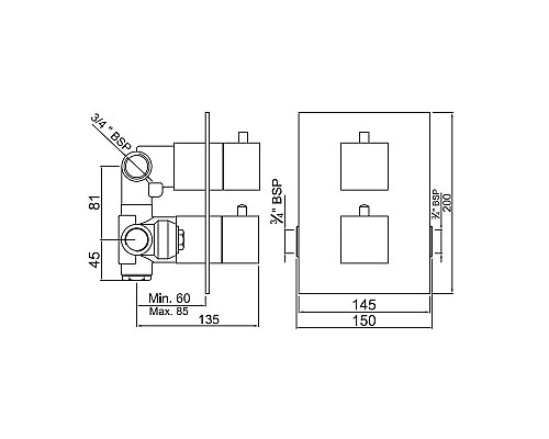 Купить Термостат для ванны Jaquar Kubix KUB-CHR-35671HF в магазине сантехники Santeh-Crystal.ru