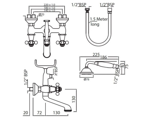 Приобрести Смеситель для ванны Jaquar Queen’s QQT-CHR-7267SHK в магазине сантехники Santeh-Crystal.ru