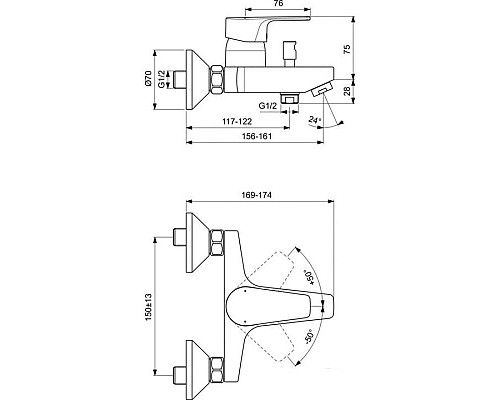 Заказать Смеситель для ванны Ideal Standard Cerafine D BC692AA в магазине сантехники Santeh-Crystal.ru