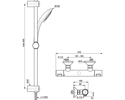 Заказать Термостат для душа Ideal Standard Ceratherm T25 A7203AA в магазине сантехники Santeh-Crystal.ru