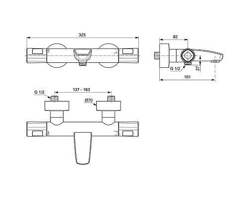 Приобрести Термостат для ванны Ideal Standard Ceratherm T100 A7238AA в магазине сантехники Santeh-Crystal.ru