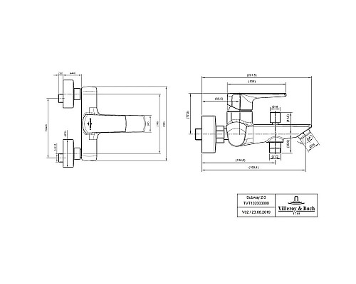 Заказать Смеситель для ванны Villeroy & Boch Subway 2.0 TVT10200300061 в магазине сантехники Santeh-Crystal.ru