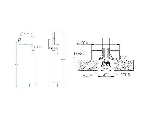 Купить Смеситель напольный для ванны Boheme Uno 219 в магазине сантехники Santeh-Crystal.ru